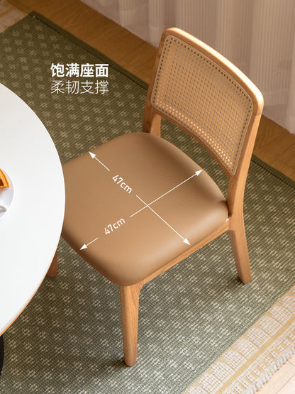 实木餐椅餐厅詹青云庞颖藤编椅靠背椅橡木餐桌椅椅子