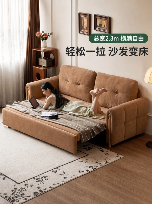 布艺沙发床客厅多功能坐卧两用沙发书房小户型双人伸缩床