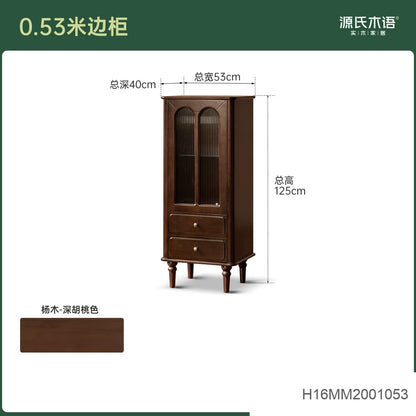 实木边柜电视柜组合美式复古展示柜客厅靠墙收纳立柜