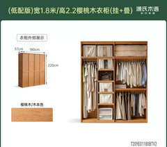 实木衣柜中古风骨骼线大衣橱樱桃木卧室储物柜黑标家具