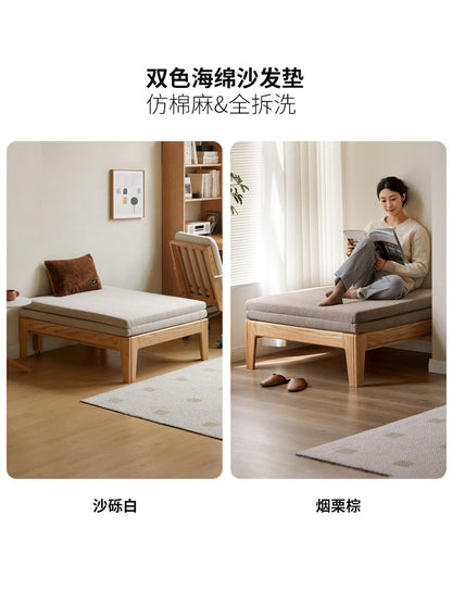 全实木折叠沙发床单人床客厅小户型橡木两用可伸缩沙发