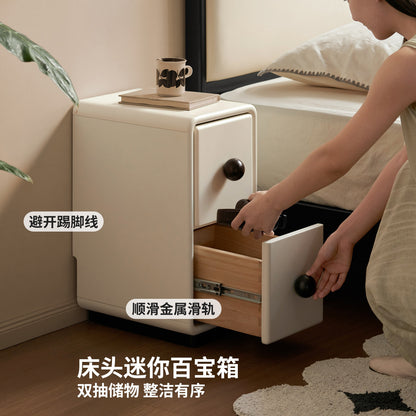 实木床头柜现代简约收纳柜卧室夹缝柜子白色储物柜