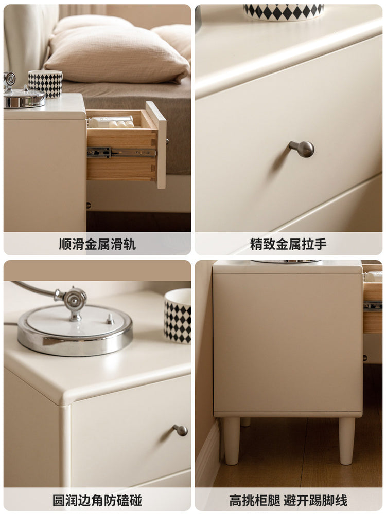 实木床头柜现代简约白色床边柜奶油风小柜子卧室储物柜