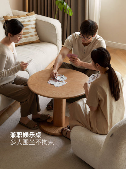 实木茶几现代简约沙发边桌客厅可升降圆几橡木小户型圆桌