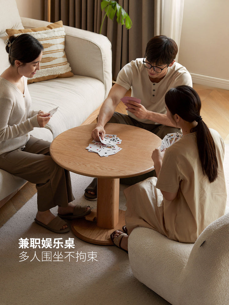 实木茶几现代简约沙发边桌客厅可升降圆几橡木小户型圆桌
