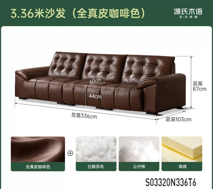 真皮沙发现代简约头层牛皮皮沙发客厅大黑熊直排沙发