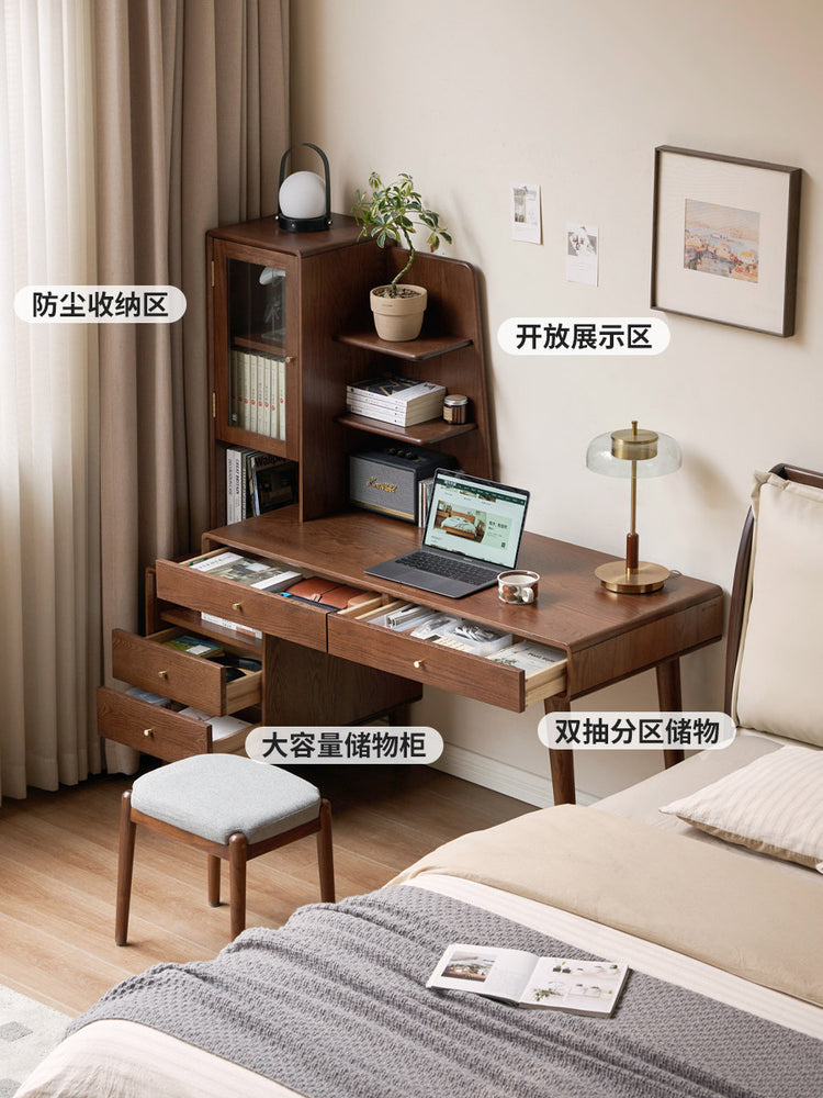 实木书桌小户型书房电脑桌橡木简约化妆桌可伸缩桌子