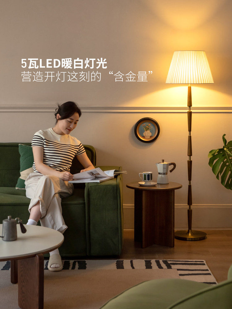实木台灯轻奢复古卧室床头灯客厅氛围感日式咤寂风落地灯