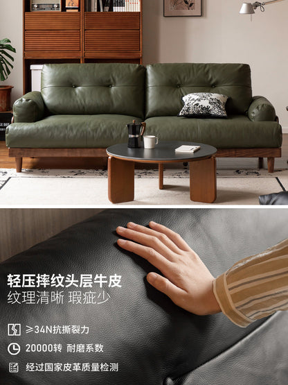 实木沙发现代简约黑胡桃木真皮沙发客厅小户型布艺沙发
