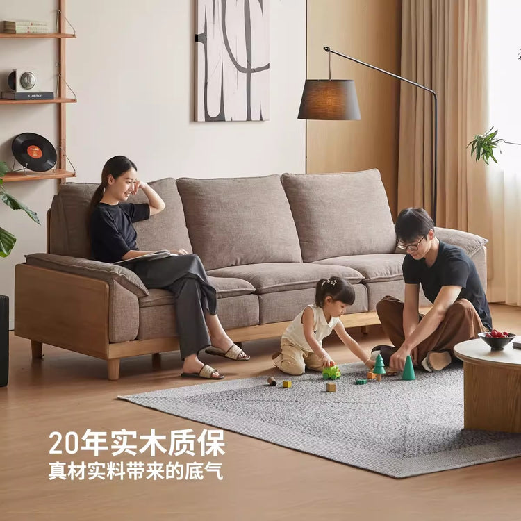 实木客厅白橡木高靠背沙发现代简约豆腐块布艺沙发