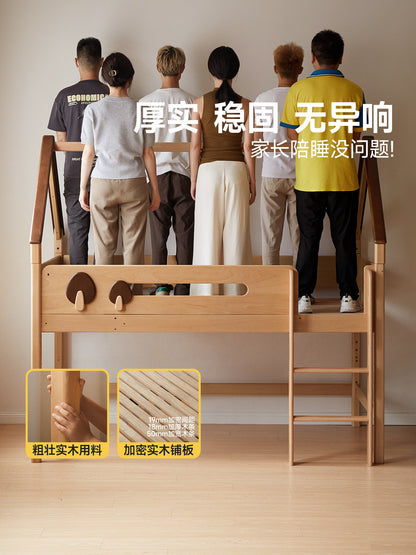实木儿童半高床小户型男孩女孩树屋床双层床上床下桌