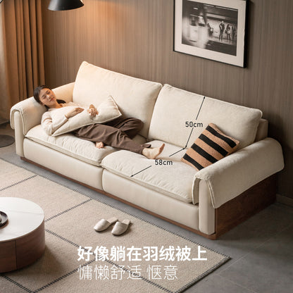 实木客厅现代简约直排沙发小户型胡桃色布艺沙发