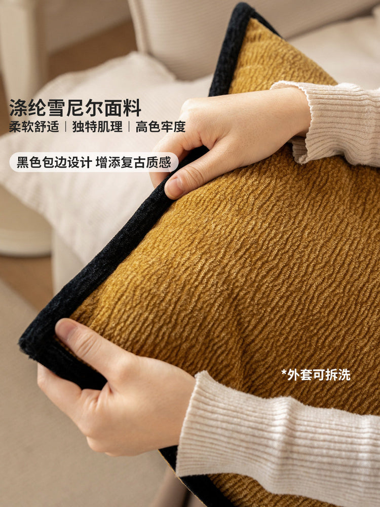 中古风抱枕卧室床头软靠客厅沙发腰枕复古黑边办公午睡枕