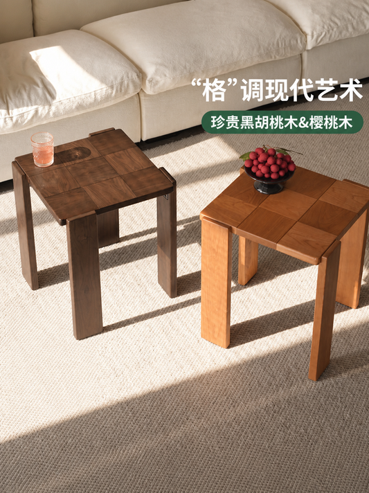 实木边几客厅现代简约方几黑胡桃木角几小户型板凳