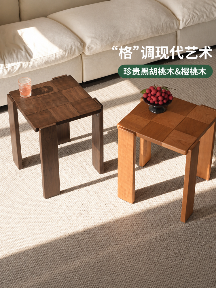 实木边几客厅现代简约方几黑胡桃木角几小户型板凳