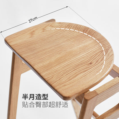 实木高脚吧台凳橡木结实高脚凳现代简约可叠放高凳子