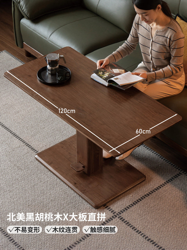 实木茶几黑胡桃木升降餐桌橡木书桌现代简约客厅茶桌
