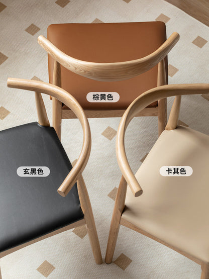 实木餐椅橡木牛角椅现代简约椅子靠背椅书房餐桌椅