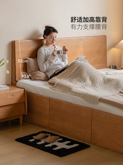 实木床现代简约樱桃木抽屉箱体床卧室气压储物高箱床