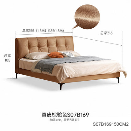真皮床双人床主卧软包床奶油风白色皮床轻奢现代皮艺大床