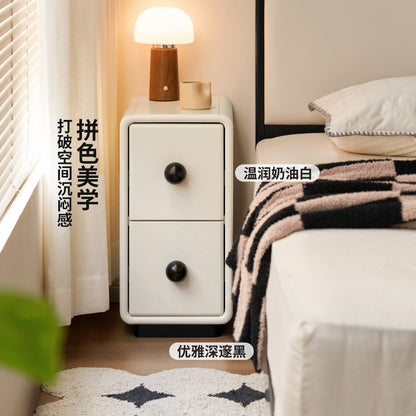 实木床头柜现代简约收纳柜卧室夹缝柜子白色储物柜
