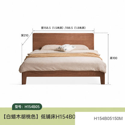 实木床卧室橡木原木风双人床简约大板床高床头大床