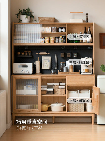 实木餐边柜靠墙一体现代简约储物柜小户型茶水柜酒柜