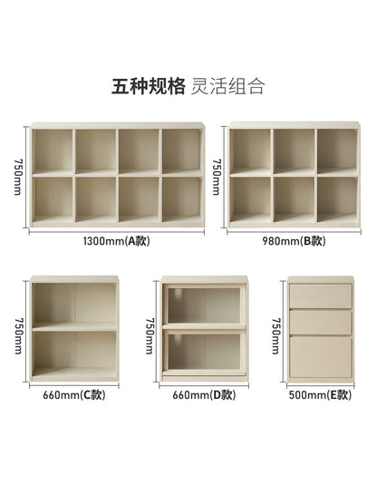 实木书柜奶油风置物架现代简约白色展示柜自由组合收纳柜
