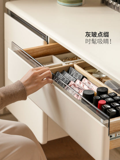 实木梳妆台卧室现代简约化妆桌电脑桌一体白色储物化妆台