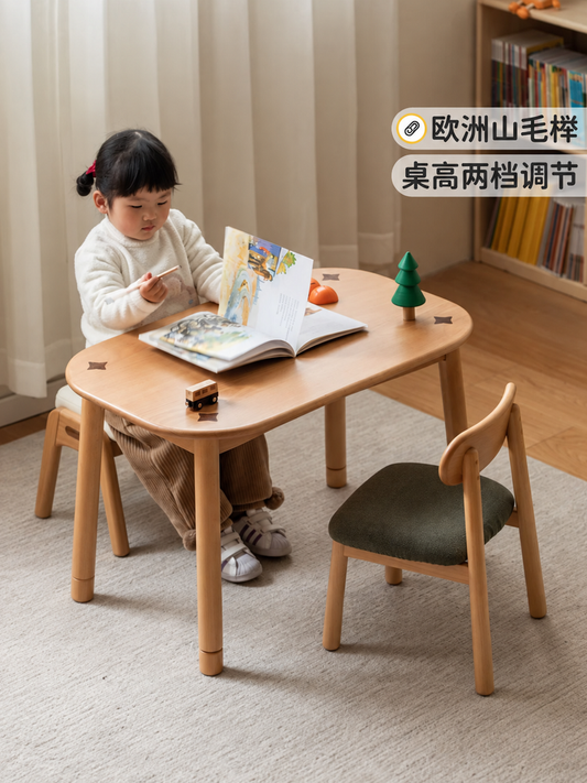 全实木儿童蒙氏手工桌阅读学习桌学生写字桌玩具桌小桌子
