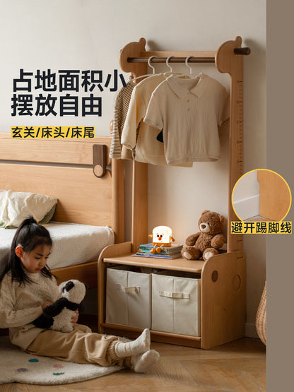 实木儿童衣帽架卧室床边挂衣架创意卡通落地衣服收纳架
