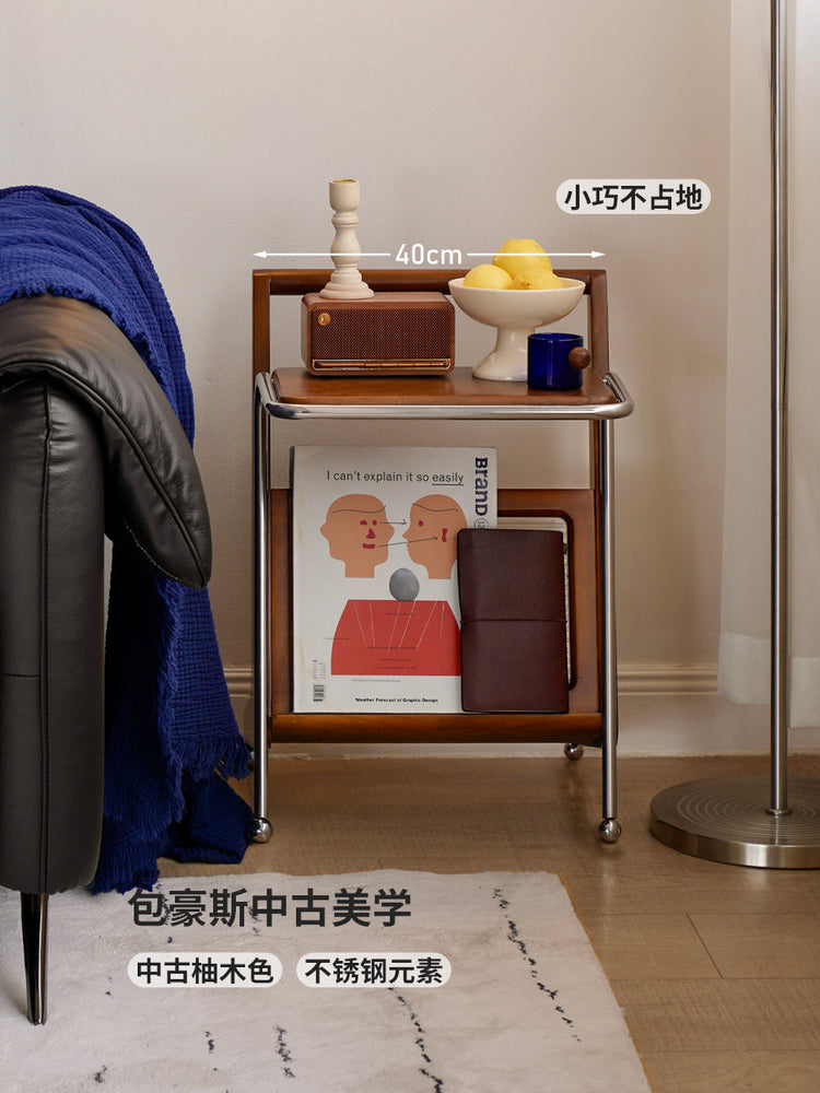实木边几美式复古角几客厅包豪斯置物架中古风沙发侧边桌