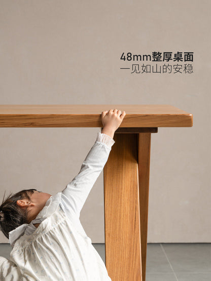 实木餐桌餐厅原木大板桌缅甸柚木侘寂风吃饭桌工作台