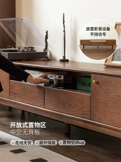 实木电视柜北欧现代简约小户型客厅橡木地台茶几组合