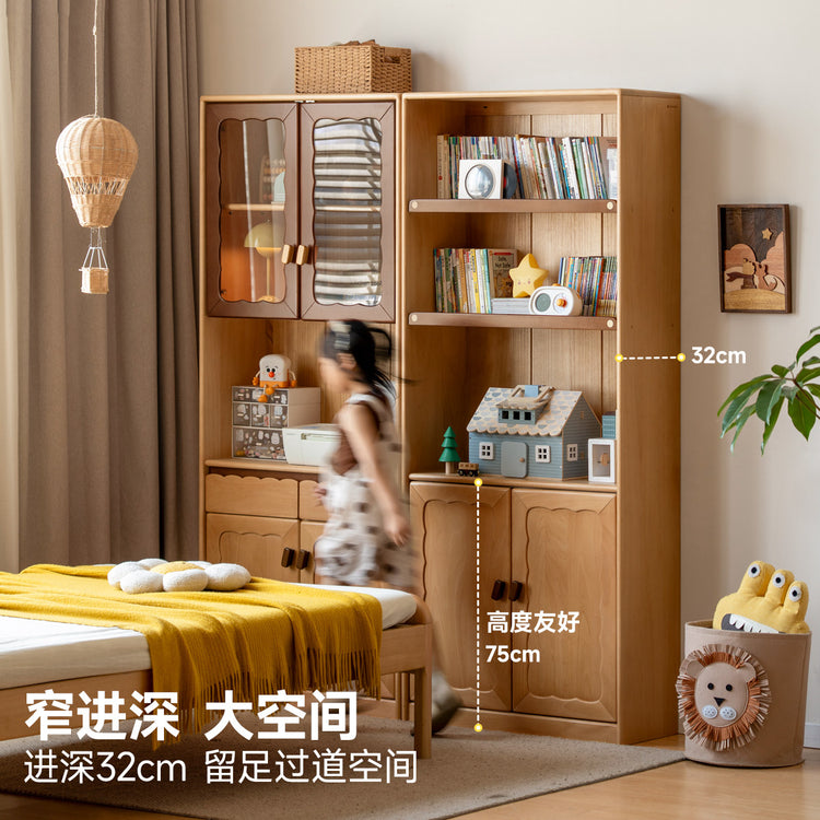 实木儿童书柜现代简约书房落地展示柜靠墙收纳储物柜