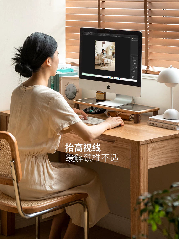 实木台式电脑架桌面显示器屏幕增高台托架办公室架子