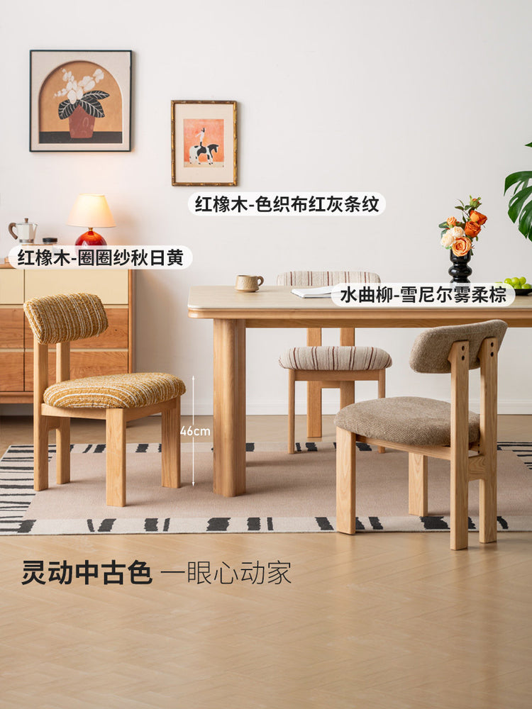 实木餐椅餐厅休闲椅软包橡木简约靠背椅椅子餐桌椅