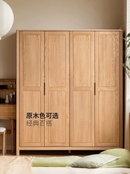 实木衣柜卧室胡桃色家具现代简约橡木衣橱收纳储物柜