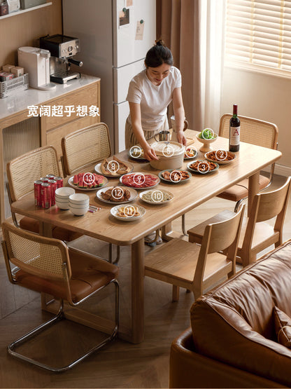 实木餐桌餐厅简约原木大板桌白蜡木书房工作台长桌子