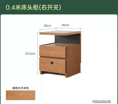 [45-Day Pre-order] Solid Walnut Bedside Table with Smart Lock, Bedroom Nightstand with Power Outlet and Storage Cabinet