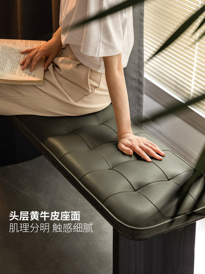 实木白蜡木长凳轻奢软包凳黑色长条凳简约卧室床尾凳板凳