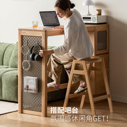 实木高脚吧台凳橡木结实高脚凳现代简约可叠放高凳子