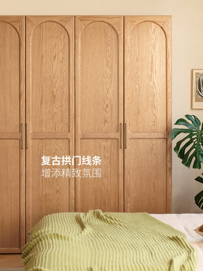 实木衣柜法式复古橡木储物柜卧室对开门收纳柜衣橱