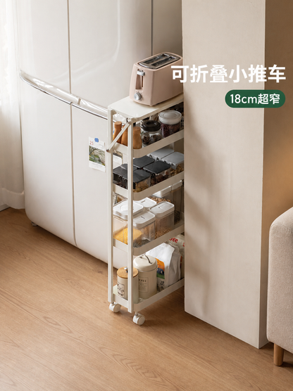 可折叠夹缝小推车厨房收纳置物架客厅多层移动储物架