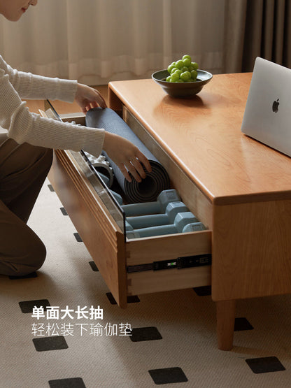实木茶几简约樱桃木长方形茶台带抽屉客厅大容量储物茶桌
