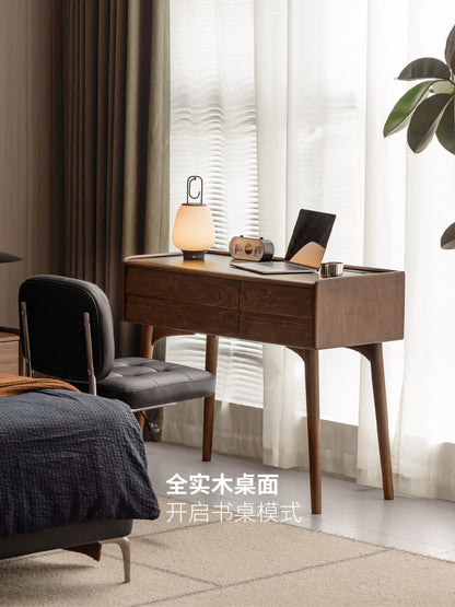 实木化妆桌意式轻奢黑胡桃木梳妆台卧室多功能化妆台