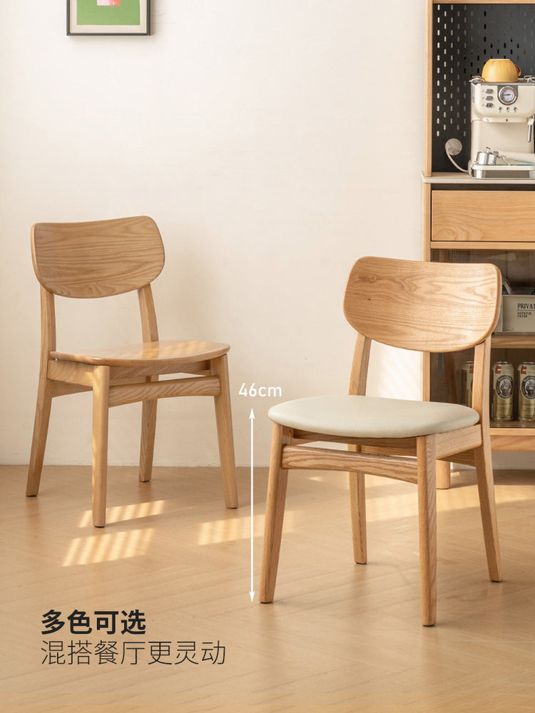 实木餐椅现代简约休闲椅餐厅橡木靠背椅原木风软包椅
