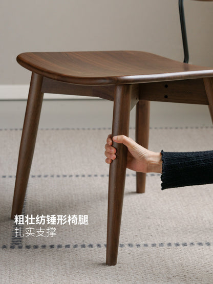 实木餐椅意式轻奢餐厅靠背椅黑胡桃木餐桌椅原木椅子