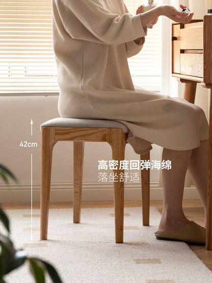 实木化妆凳现代简约橡木方凳北欧创意布艺梳妆台凳子