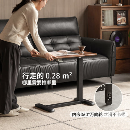实木书桌床边升降桌子书房橡木电脑桌胡桃色移动沙发边几